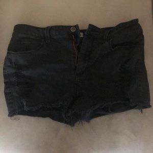 Black, distressed jean shorts